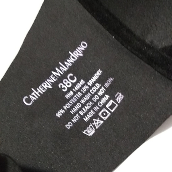 121 CATHERINE MALANDRINO BLACK FULL-FIGURE PLUNGE V-NECK PUSH-UP BRA 38-C NWOT - Picture 7 of 8